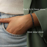 Smyoue 3/4/5MM Black Tennis Bracelet 925 Sterling Silver