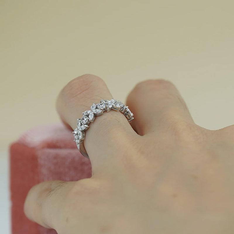 Butterfly Shape Eternity Band Engagement Rings for Women Bride 925 Silver Plated 18k White Gold Promise Wedding Ring Best D Color