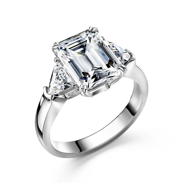 5ct Emerald/Triangle Cut Engagement Ring Diamond Wedding Ring 925 Silver Jewelry, Best D Color
