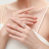 Butterfly Shape Eternity Band Engagement Rings for Women Bride 925 Silver Plated 18k White Gold Promise Wedding Ring Best D Color