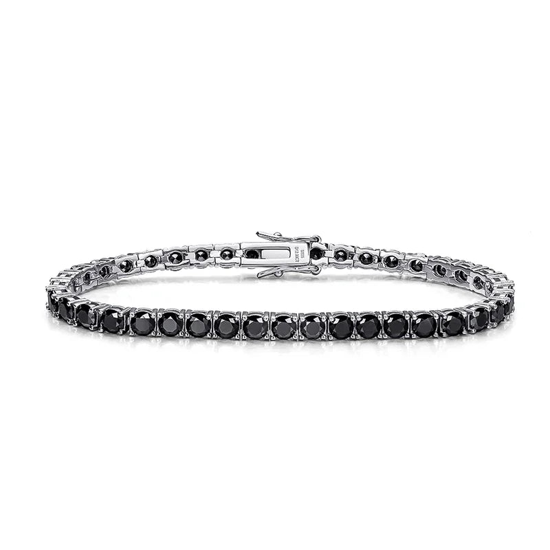 Smyoue 3/4/5MM Black Tennis Bracelet 925 Sterling Silver