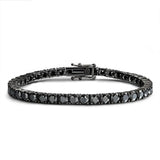 Smyoue 3/4/5MM Black Tennis Bracelet 925 Sterling Silver