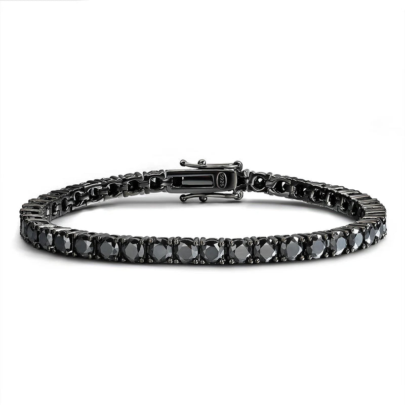 Smyoue 3/4/5MM Black Tennis Bracelet 925 Sterling Silver