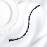 Smyoue 3/4/5MM Black Tennis Bracelet 925 Sterling Silver