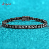 Smyoue 3/4/5MM Black Tennis Bracelet 925 Sterling Silver