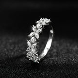 Butterfly Shape Eternity Band Engagement Rings for Women Bride 925 Silver Plated 18k White Gold Promise Wedding Ring Best D Color