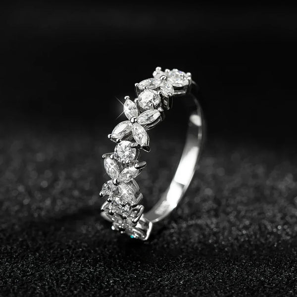Butterfly Shape Eternity Band Engagement Rings for Women Bride 925 Silver Plated 18k White Gold Promise Wedding Ring Best D Color