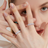 925 Sterling Silver 2*4mm Emerald Cut  Eternity Band
